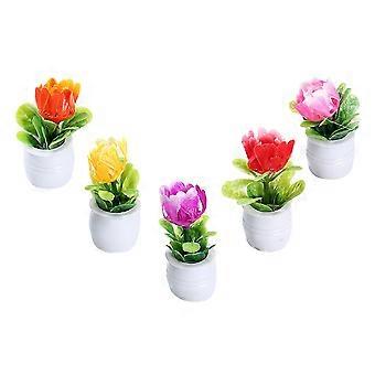 Conjunto de 5 peças de miniaturas de plantas em vasos para decoração de casa de bonecas e modelos de bonsai.