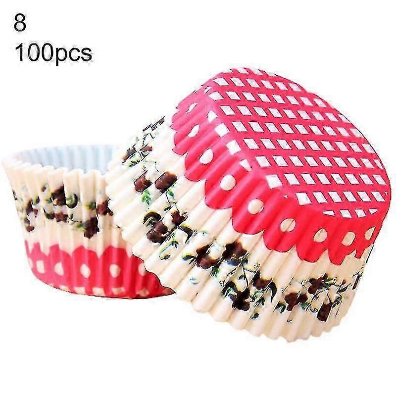 100Pcs DIY Cartoon Pattern Muffin Cup Paper Decorating Wrap Cupcake Liner Bakeware Tools
