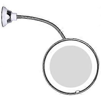 SHVY-Flexible Gooseneck LED Lighted 10X Magnifying Makeup Mirror with Power Locking Suction Cup, Bright Diffused Light and 360 Degree Swivel, Portable