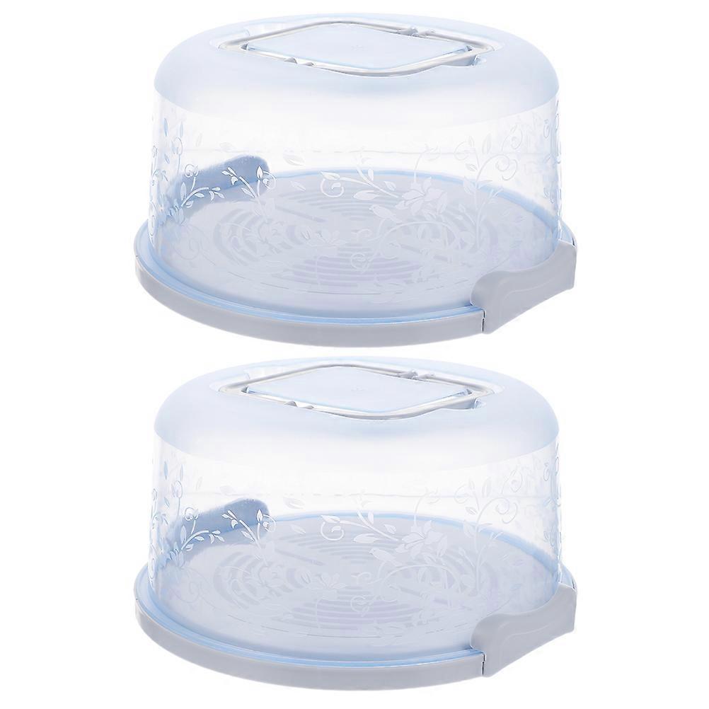 Grey Cake Box Container for Storage with Handle 2Pcs Portable Design