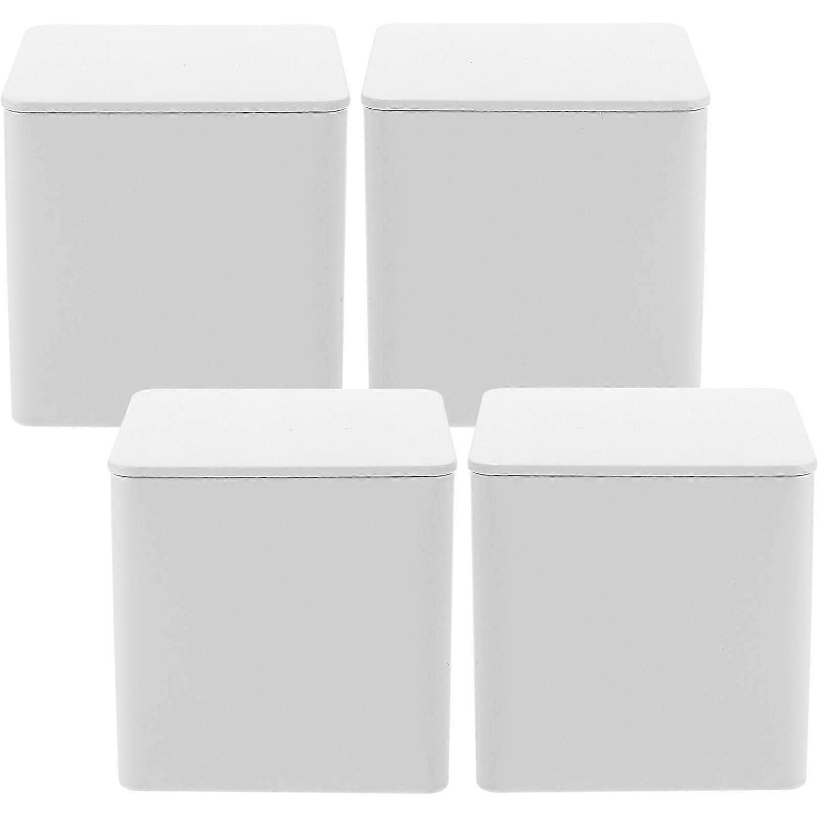 4Pcs Small Empty Tinplate Boxes Storage Containers for Coffee Tea Candy