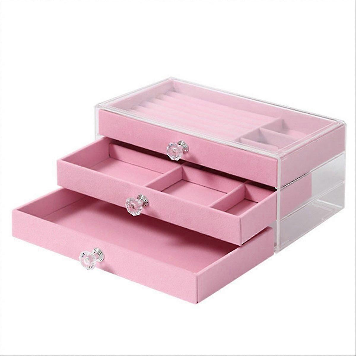 three drawer desktop jewelry storage box