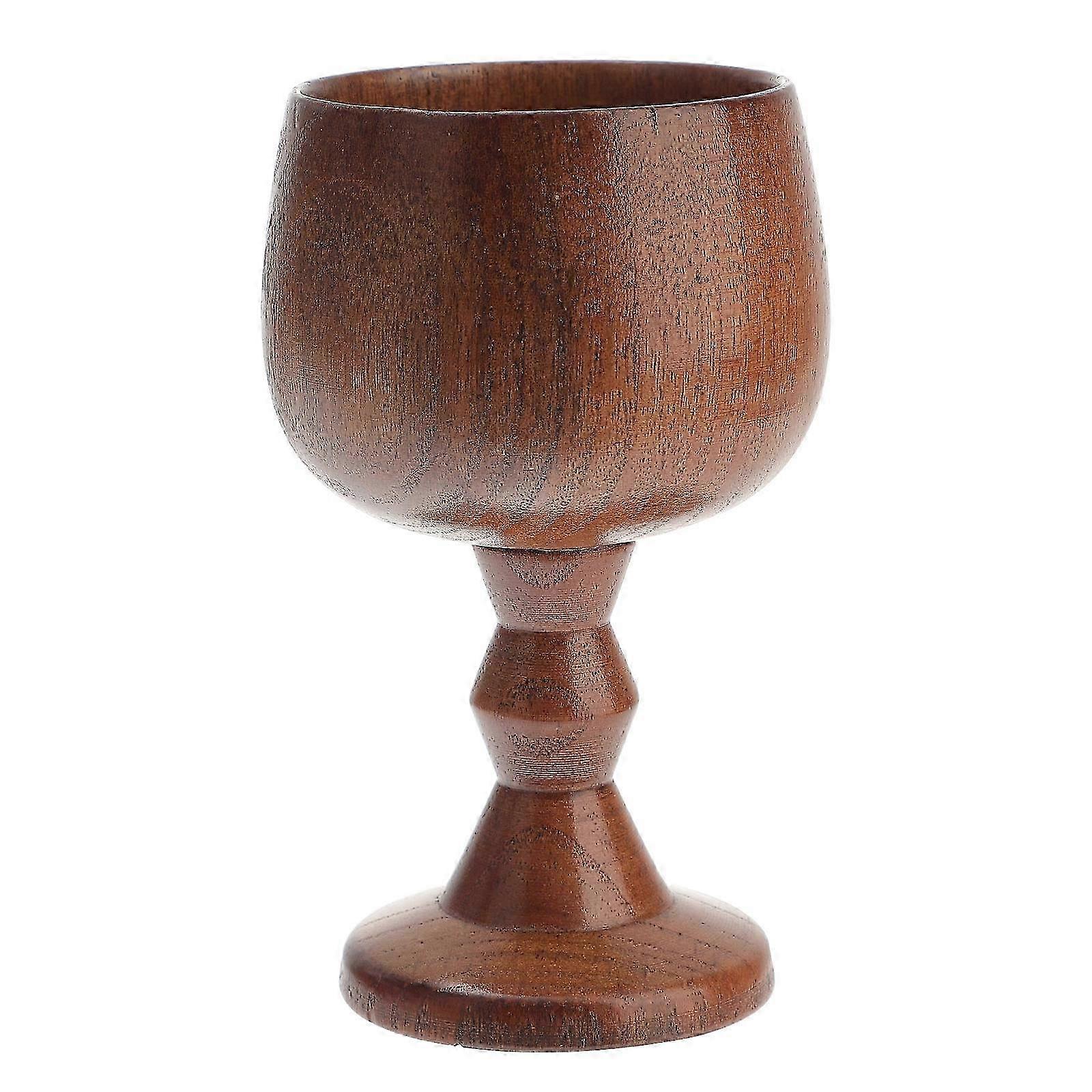 Brown Wooden Wine Goblet for Drinking Use Creative Solid Stemware