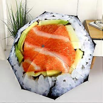 1pc Sushi Cheese Umbrella Portable Folding Umbrella Iron Frame Hole Bone Structure Outdoor Home Umbrella