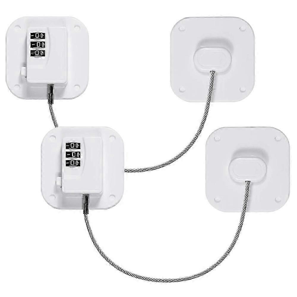 2-Pack Heavy-Duty Combination Lock, Adhesive Childproof Refrigerator Cabinet Lock, Keyless No Drilling Safety Lock for Home