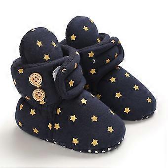 Warm winter  organic cotton wire and slide stick socks  shoes (blue,12cm)