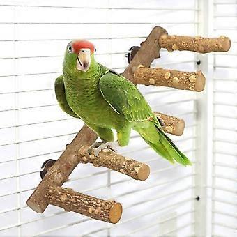 Cage à oiseaux avec échelle et perchoir en bois naturel, jouet à mâcher pour perroquets de petite et moyenne taille