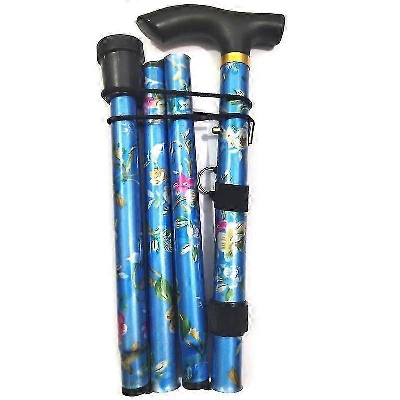 Walking Stick Easy Adjustable Height Folding Extendable Walking  blue