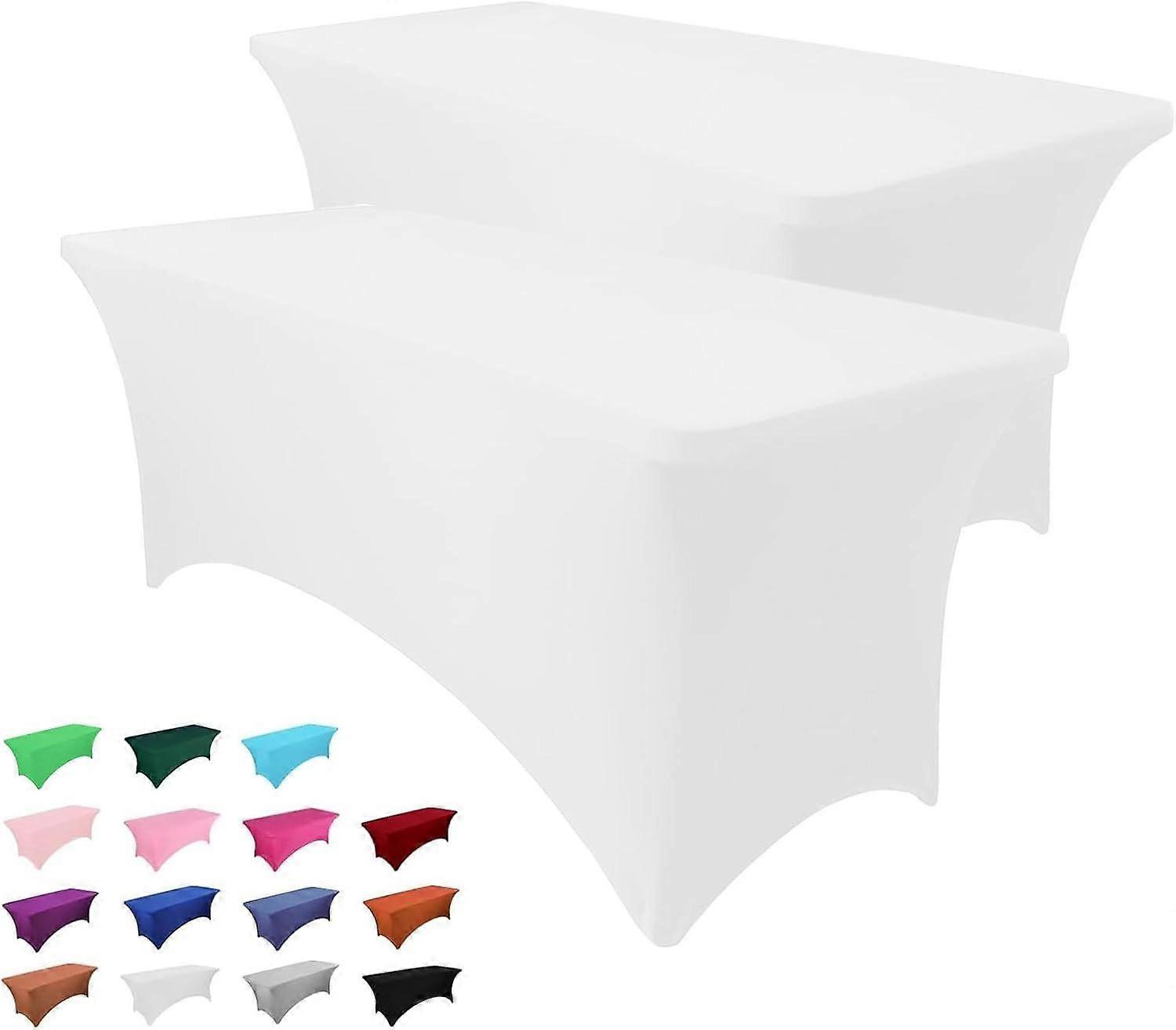 2 Pack 4FT Table Cloth for Rectangle Table White Tablecloth Rectangular Fitted