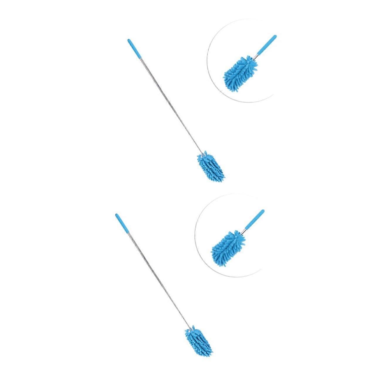 2pcs Chenille Microfiber Duster Set for Car and Home Cleaning, Extendable Handle, Scratch Dusting