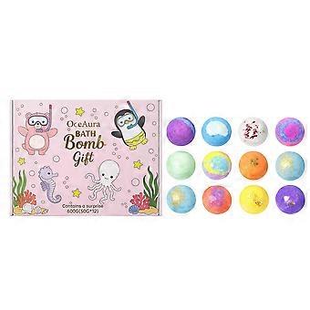 Set van 2 kleurrijke badbommen uit de Ocean-serie, voor een meeslepende oceaanervaring in bad, leuk, kindvriendelijk, gemakkelijk in gebruik en voor een gladde huid.