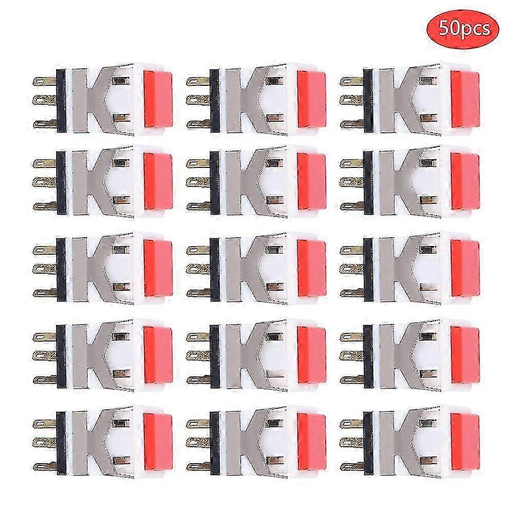 50pcs 6 Pins SelfLocking Push Button Switch Precision Stable Switch Button Red220V FR