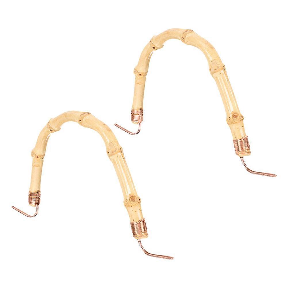 Replacement Teapot Handle Bamboo for Kettle Use 2Pcs Beige Copper Handles