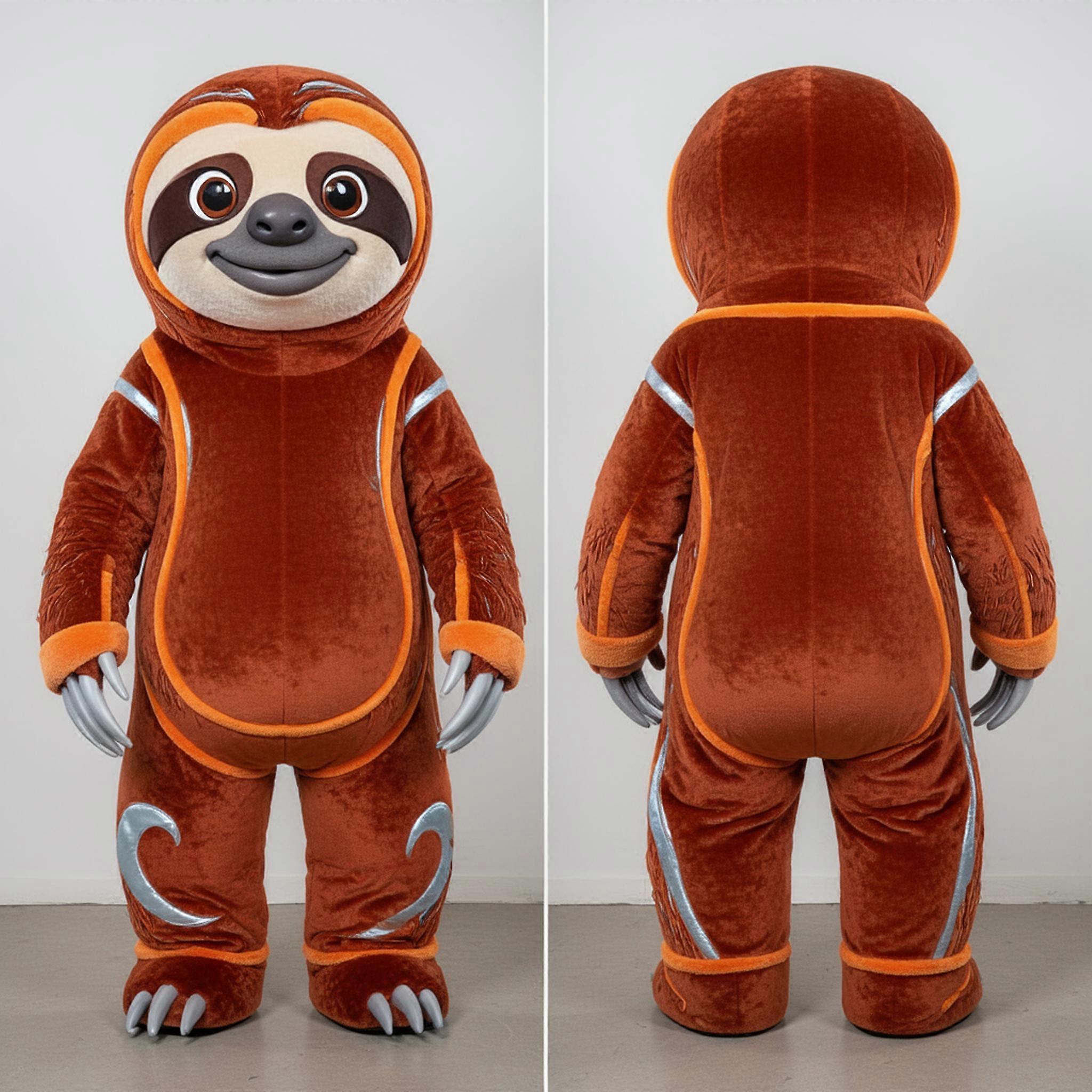MASTICOT Rust Orange Cuddly Giant Sloth Mascot