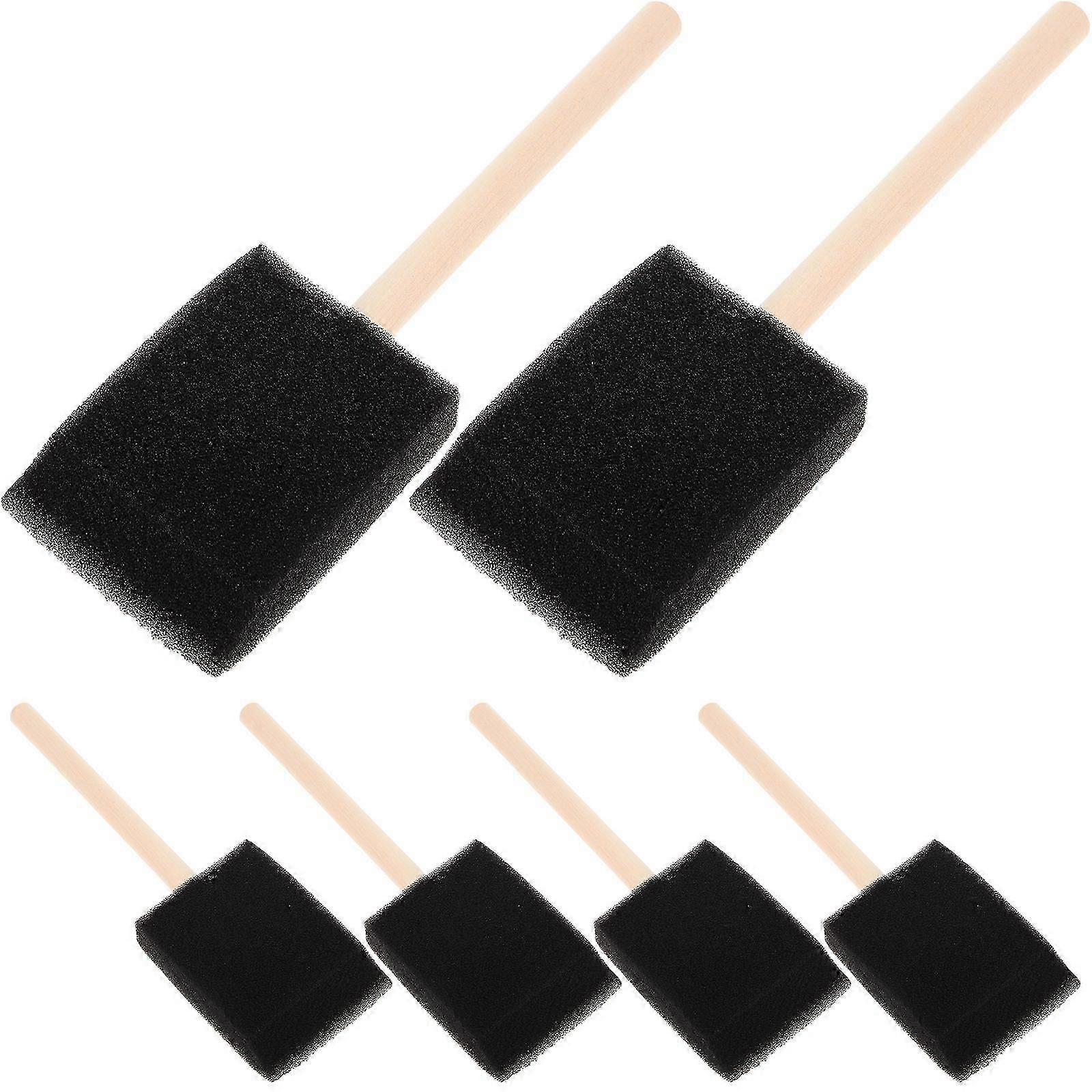 6Pcs Black Soft Sponge Paint Brushes Rectangular Tip for Kids DIY Doodling Crafts