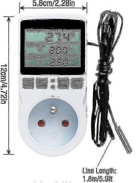 Digitális fűtés-hűtés termosztát foglalat LCD hőmérséklet-szabályozó, 230V, üvegházhatású/farm kompatibilis