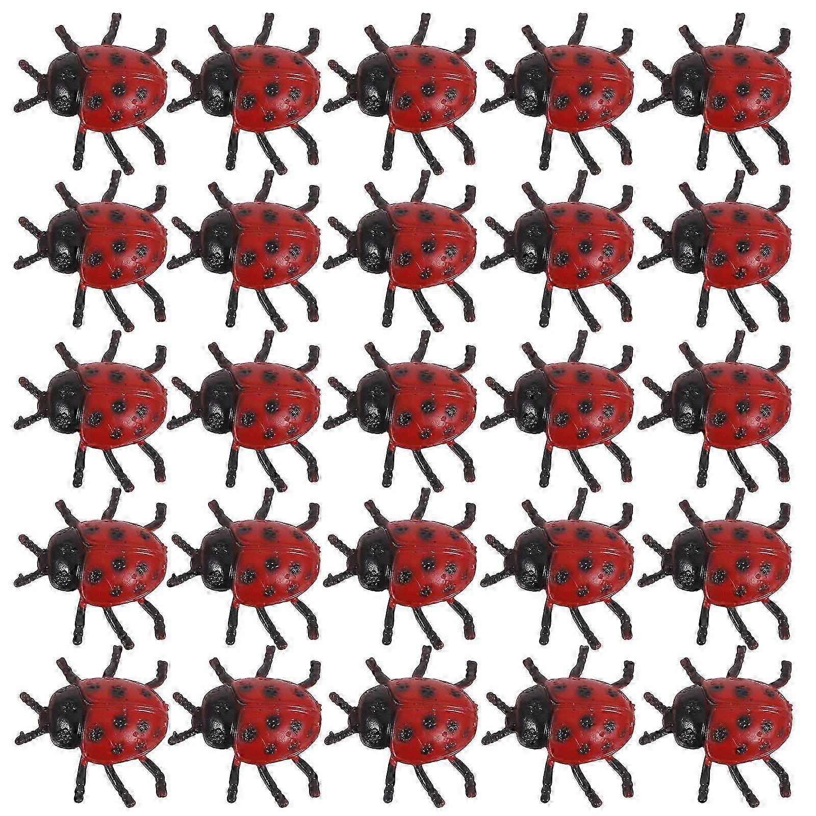100Pcs Simulation Ladybug Tricky PVC Toy for Halloween Pranks