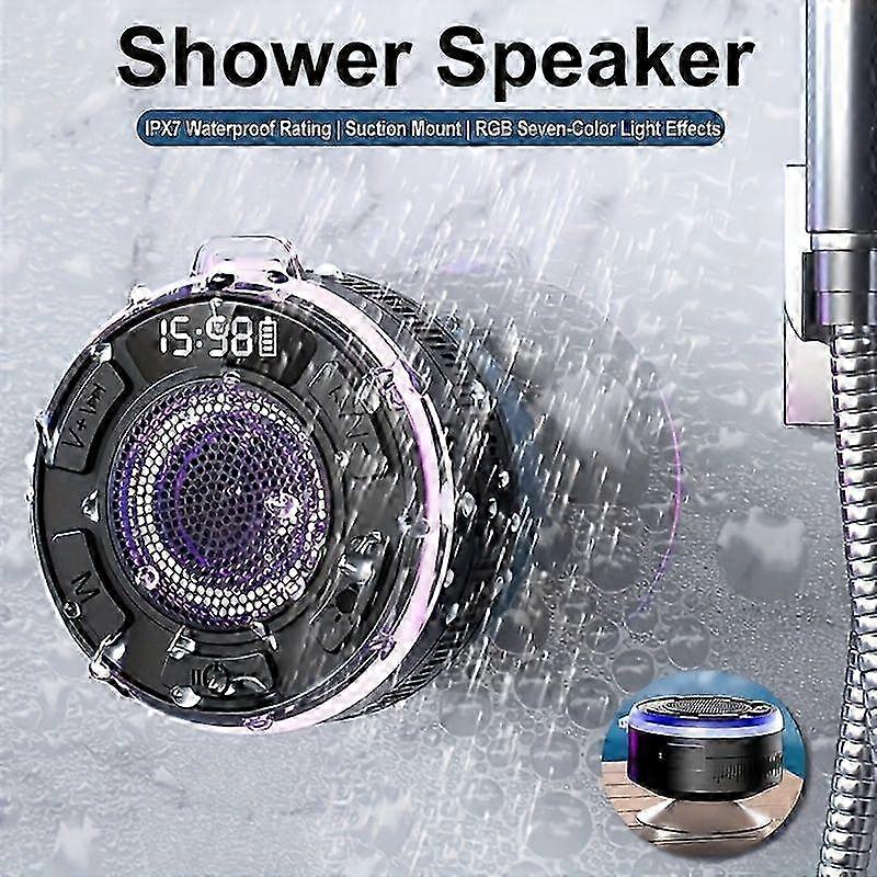 Portable Shower Speaker IPX7 Time LED