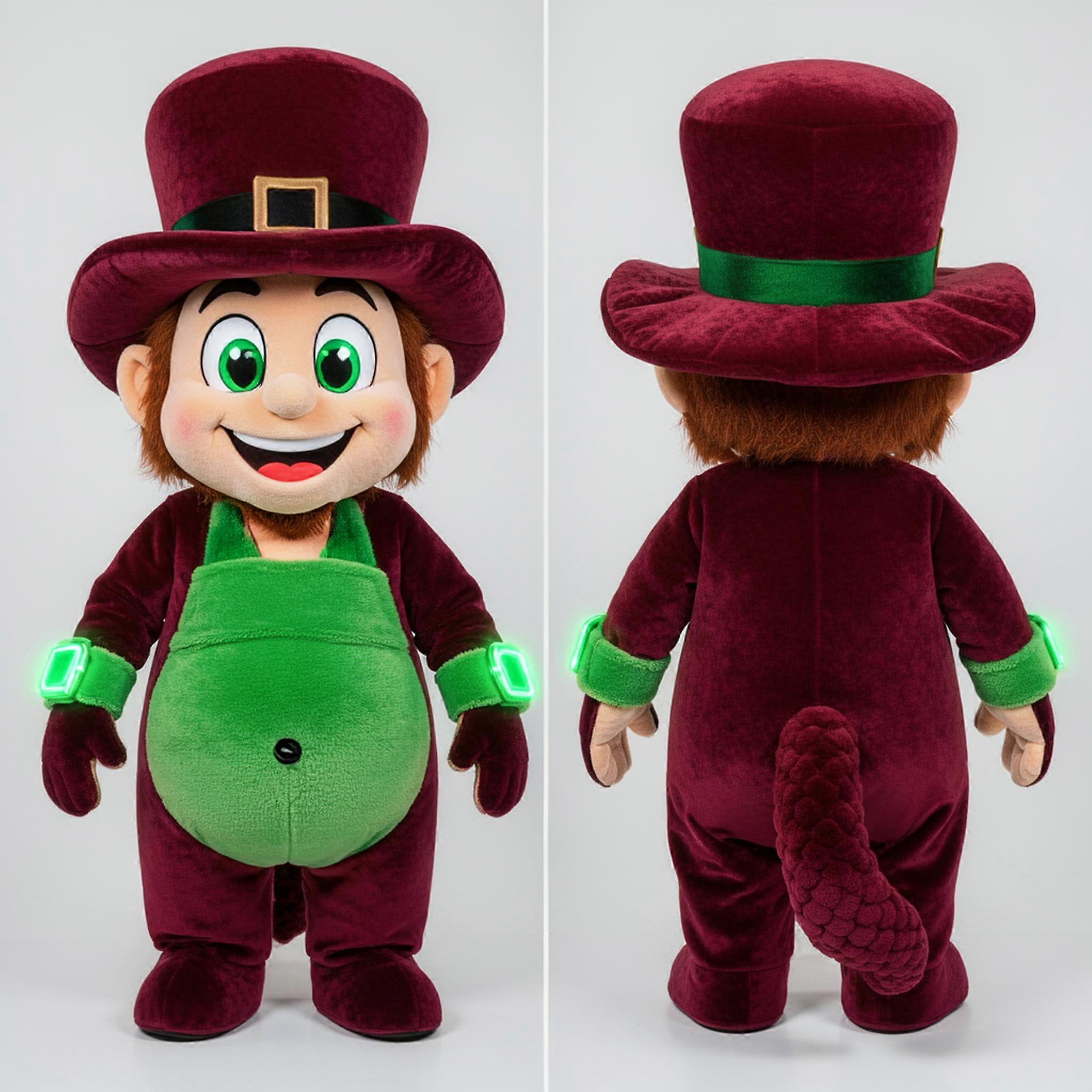 MASTICOT Maroon Velvety Leprechaun Hat Mascot