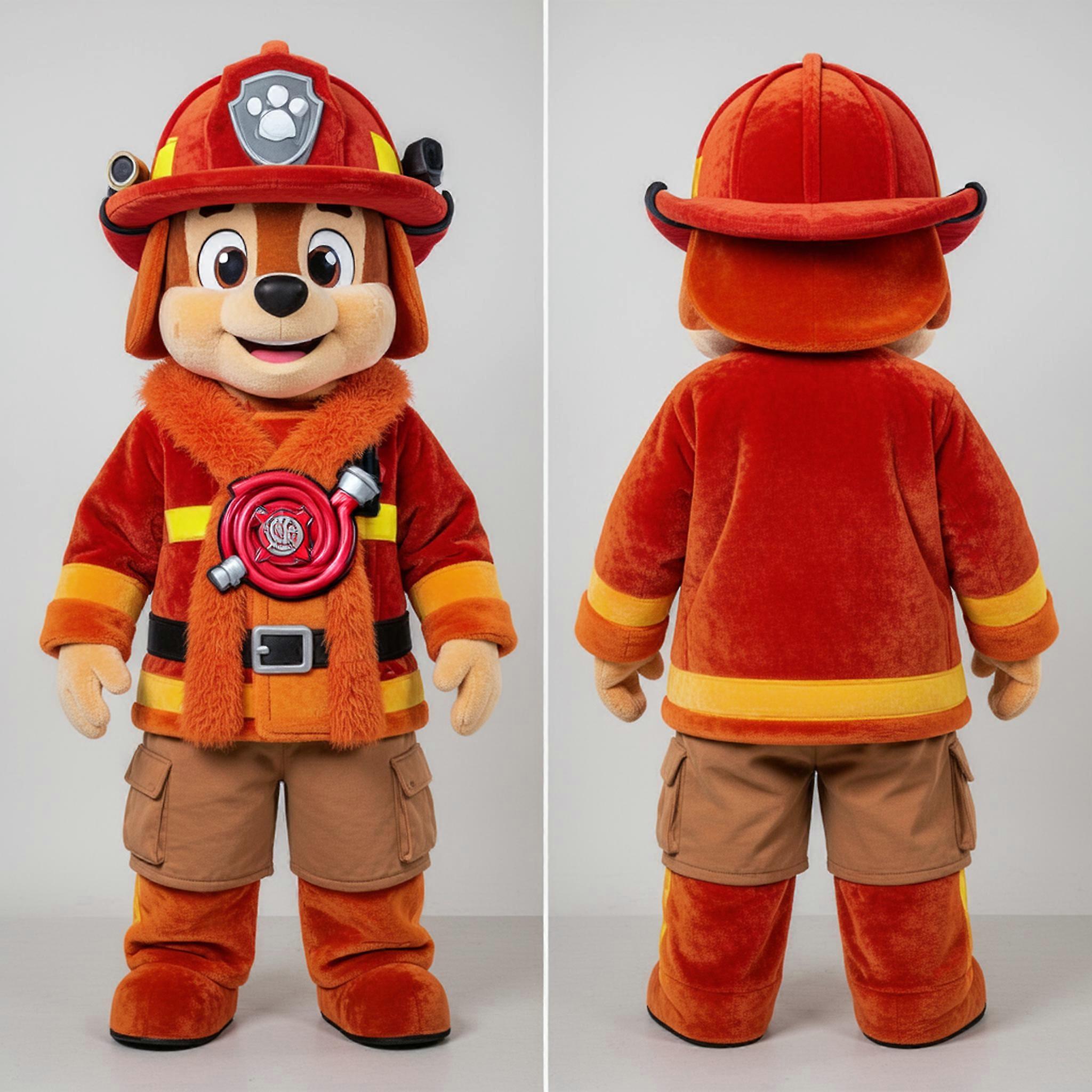 MASTICOT Rust Orange Wide Eyed Fire Fighter Mascot
