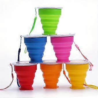 Collapsible Travel Cup with Lid, 6 Pcs Expandable Reusable Drinking Mug, Portable Flexible Cups for Camping Hiking Outdoor