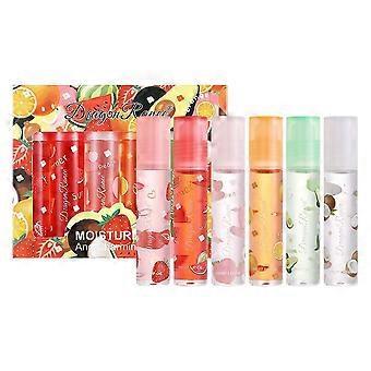 6er-Set Lippenöl, Fruchtlippenöl, Feuchtigkeitsspendend und pflegend, Perlenlippenöl F2F6