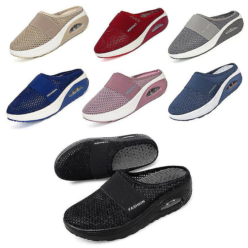 thumbnail image 2 of Women's Air Cushion Slip-On Walking Sneakers – Orthopedic Diabetic Friendly, Mesh Upper, 4.5cm Wedge | Lightweight & Breathable 2 of 13