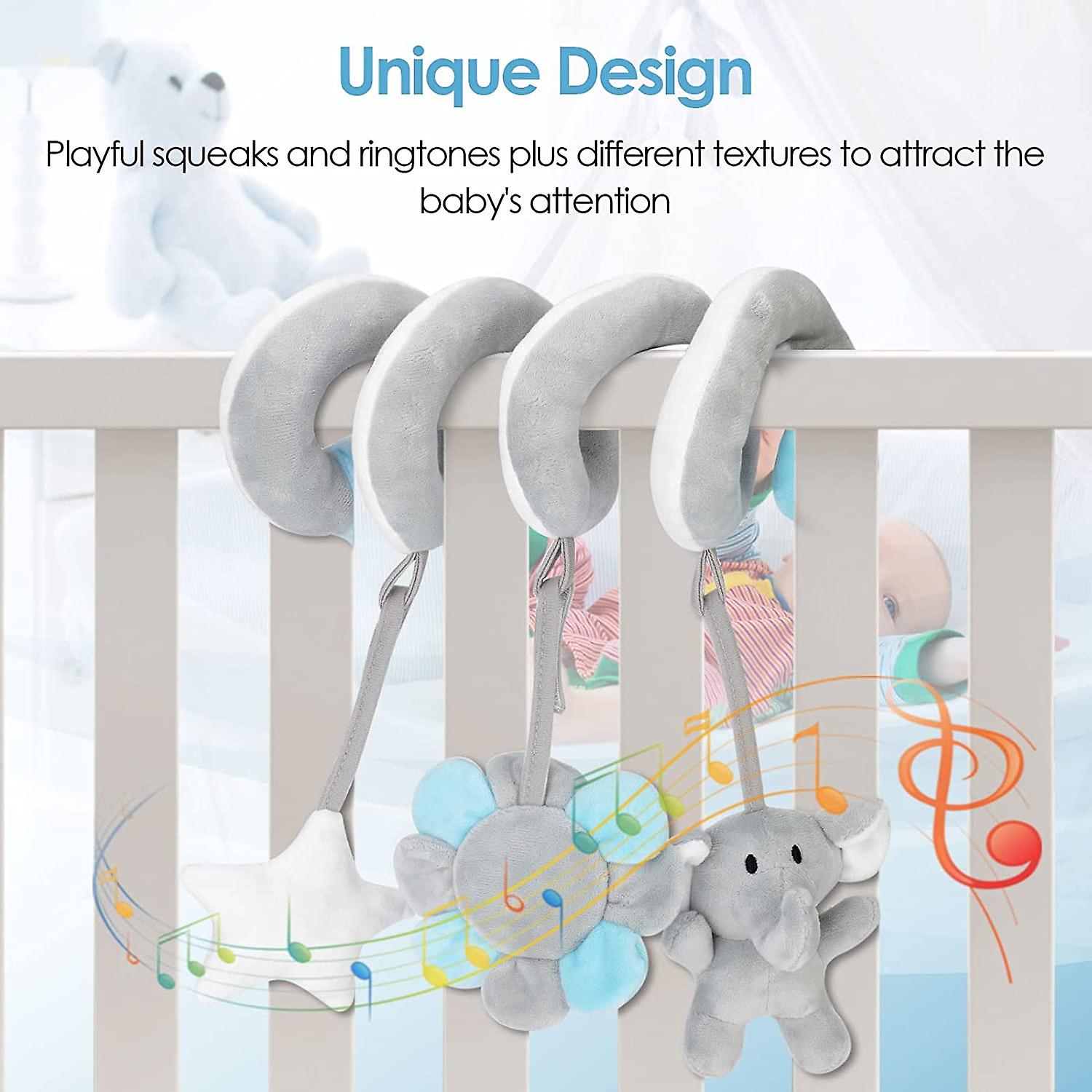 Giocattolo A Spirale Per Culla E Passeggino - Coniglio Bianco Con Ciondoli E Suoni