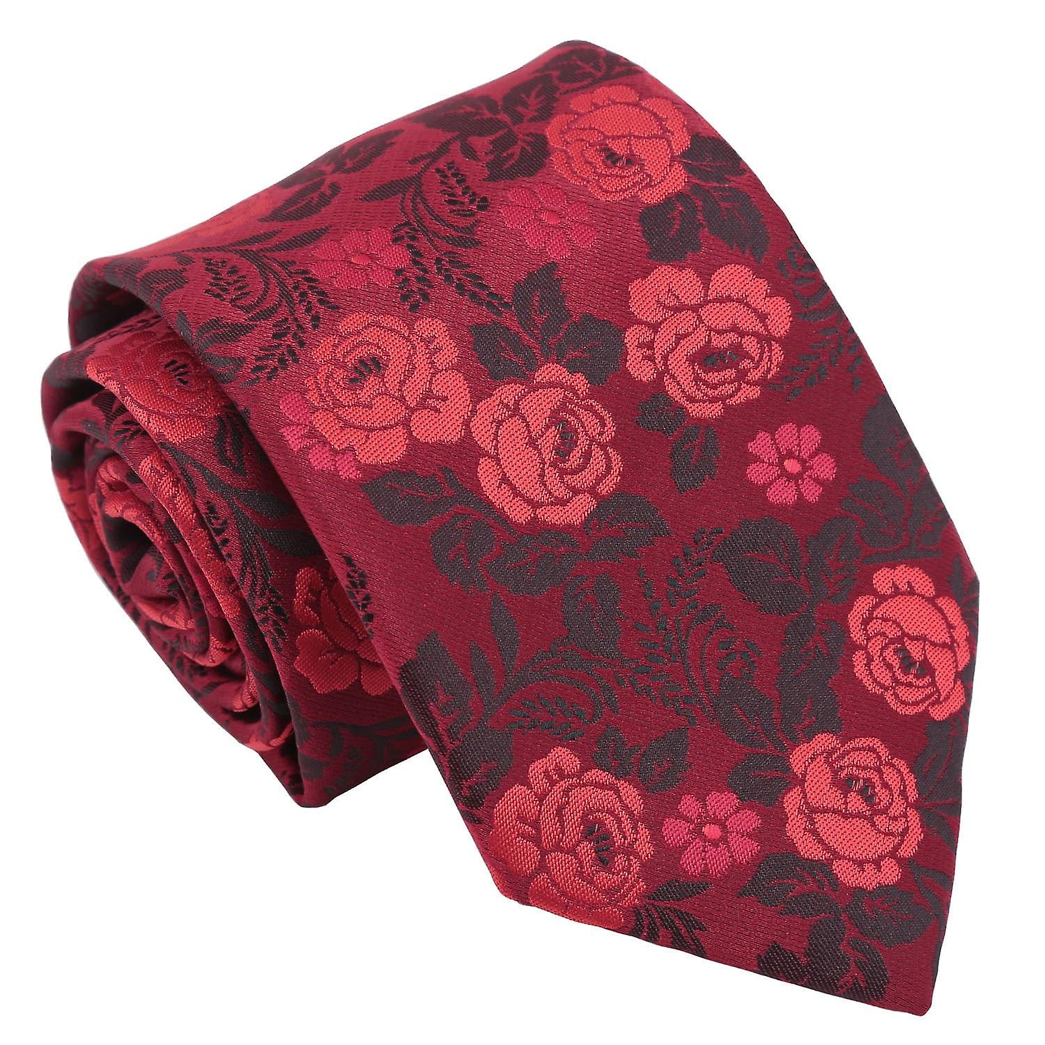 Red Floral Rose Tie