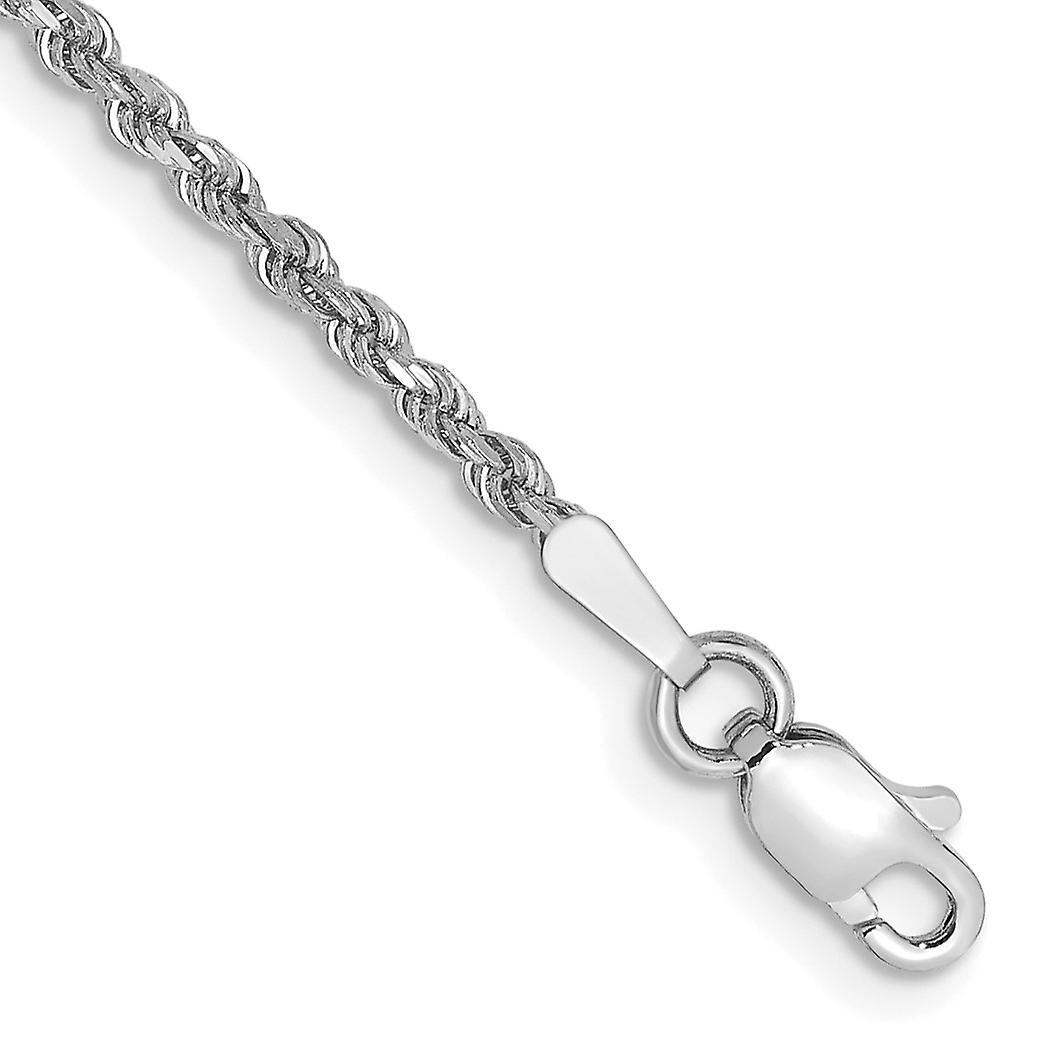14k White Gold 1.75mm Sparkle Cut Rope With Lobster Clasp Chain Bracelet Link-Bracelet - Length: 5.5 to 8