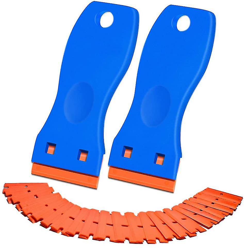 Plastic Razor Blade Scraper  Plastic Razor Scraper Tool With 100pcs Double Edged Plastic Blades For Removing Adhesive Labels Stickers Decals From Glas