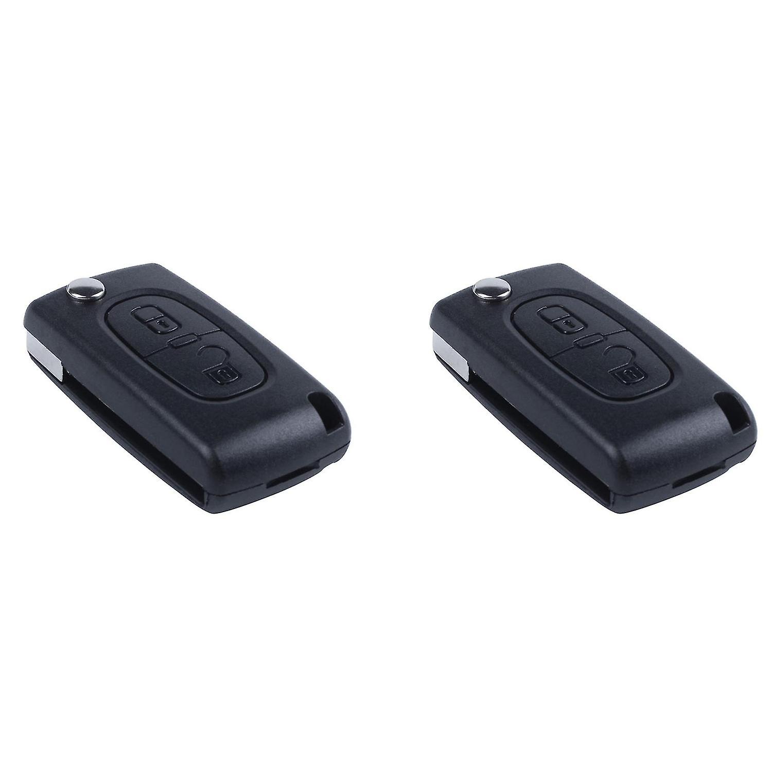 2x Flip Replacement Remote Car Key Case Shell Compatible with C2 C3 C4 C5 C6 C8 2 Buttons Black