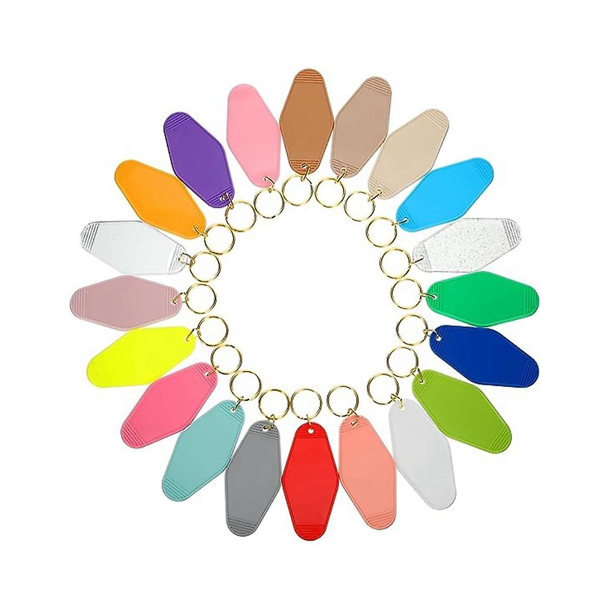 60 Pcs Motel Keychain Blank Bulk Retro Hotel Keychains 20 Colors Rhombus Vintage Keychain Hotel Key