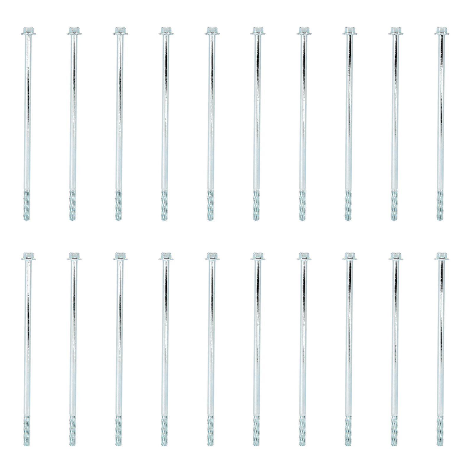 20Pcs M6x160 Long Screw Iron Hex Flange Threaded Bolt Fastener Hardware Accessory