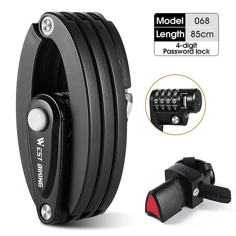 West Biking Foldable Bike Lock With 3 Keys Mtb Road Bicycle Lock With Mount Bracket Strong Security Anti-theft Cycling Bike Lock