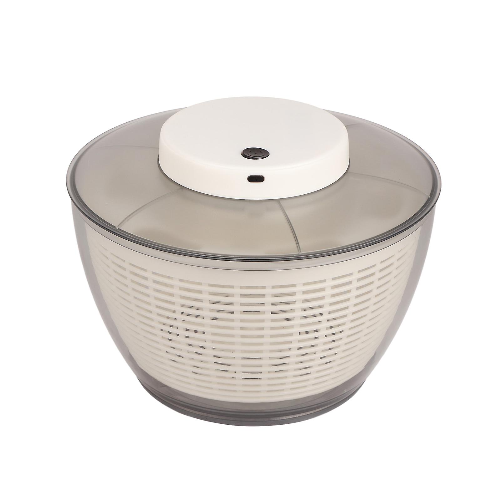 Electric Vegetable Dryer Salad Spinner Water Straining Bowl Medium Size 4500ML Automatic Washing and Dehydrating Function Durable Plastic Easy Cleanin
