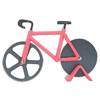 Edelstahl Fahrrad Pizzaschneider Rot Doppelklinge Antihaft Kreatives Design Spaß Küchenwerkzeug Ergonomischer Griff Langlebiges Leichtgewicht Für Pizza und Teig