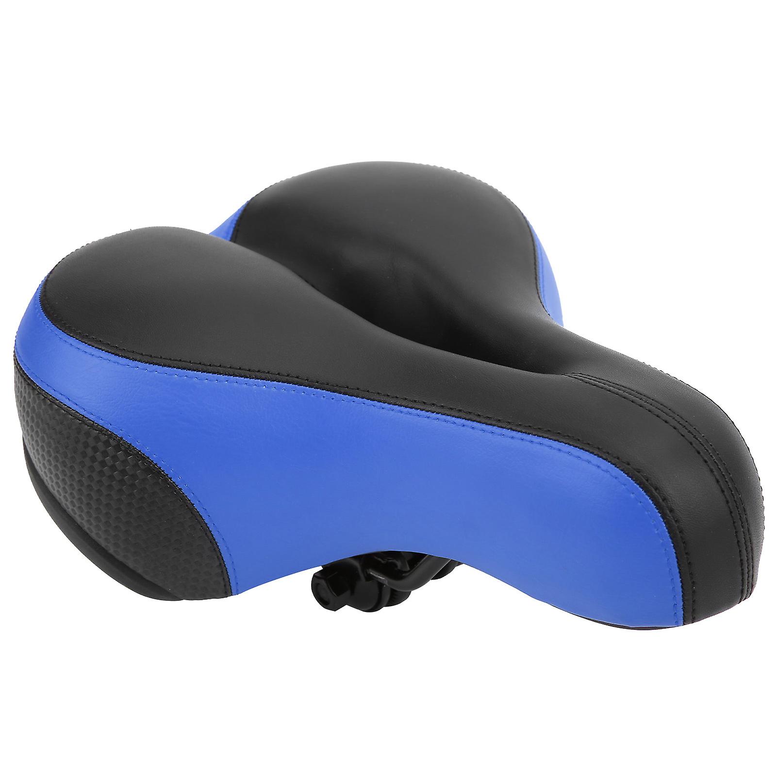 Comfortable Mountain Bike Saddle Microfiber Leather Black Blue