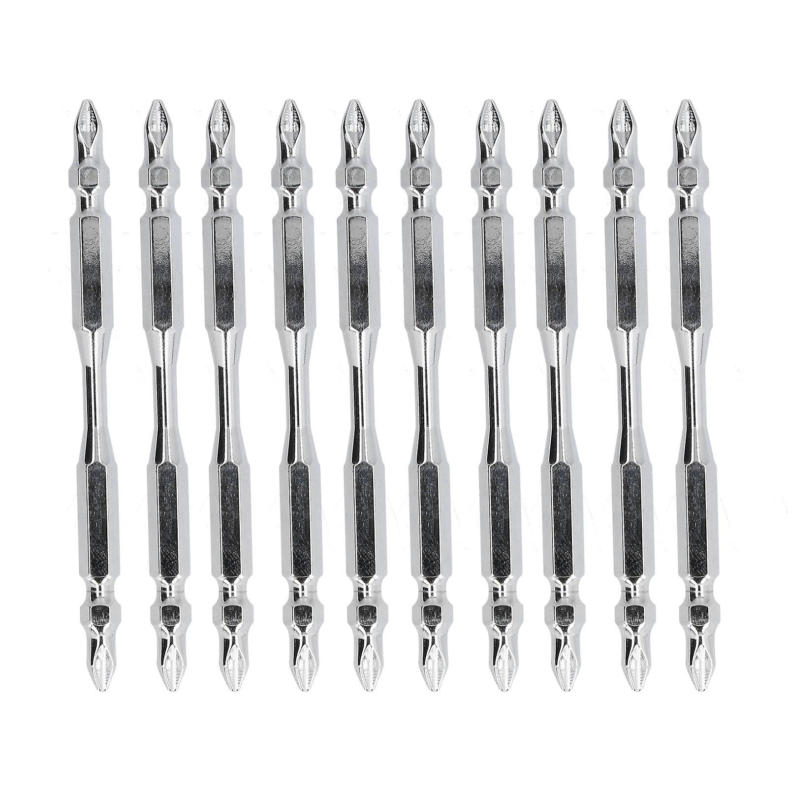 10Pcs Cross Screwdriver Bits Strong Magnetic Non Slip 2 Ended K5 Alloy Steel for Electric Drill
