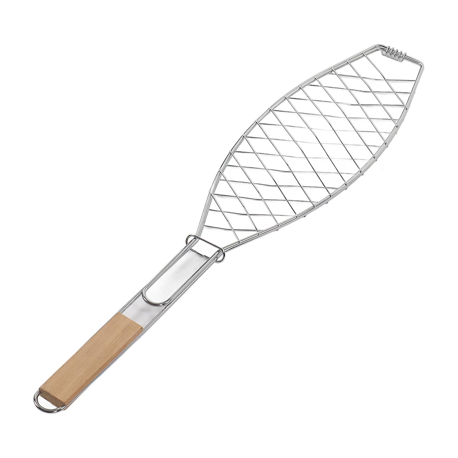 Stainless Steel Fish Grill Basket Compact Easy To Store Grilling Basket with Handle for Outdoor