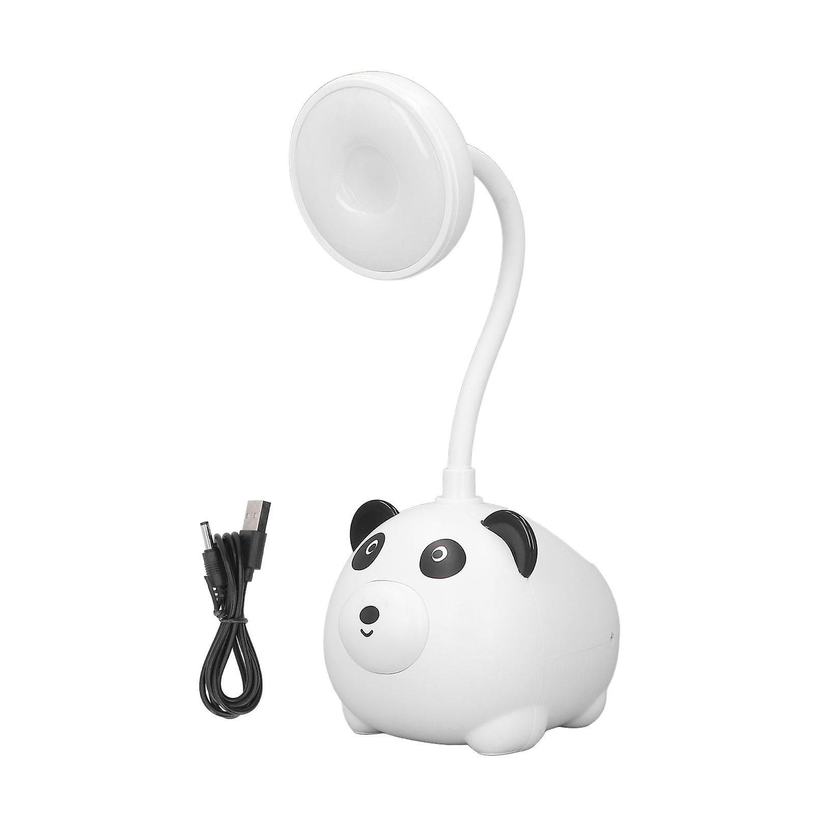 Lampe de lecture pour enfants, base de style panda, flexible, col de cygne, charge USB, lampe de bureau LED 600 mAh, pour bureau d'étude en famille