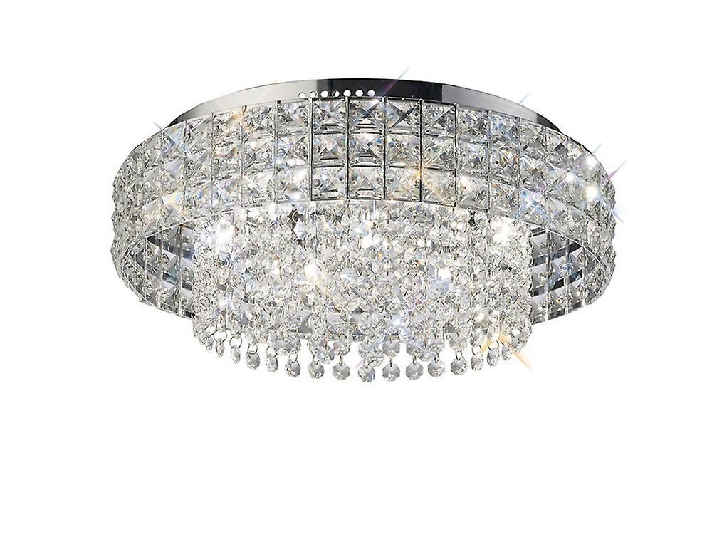 Edison Flush Ceiling Round 7 Light Polished Chrome, Crystal