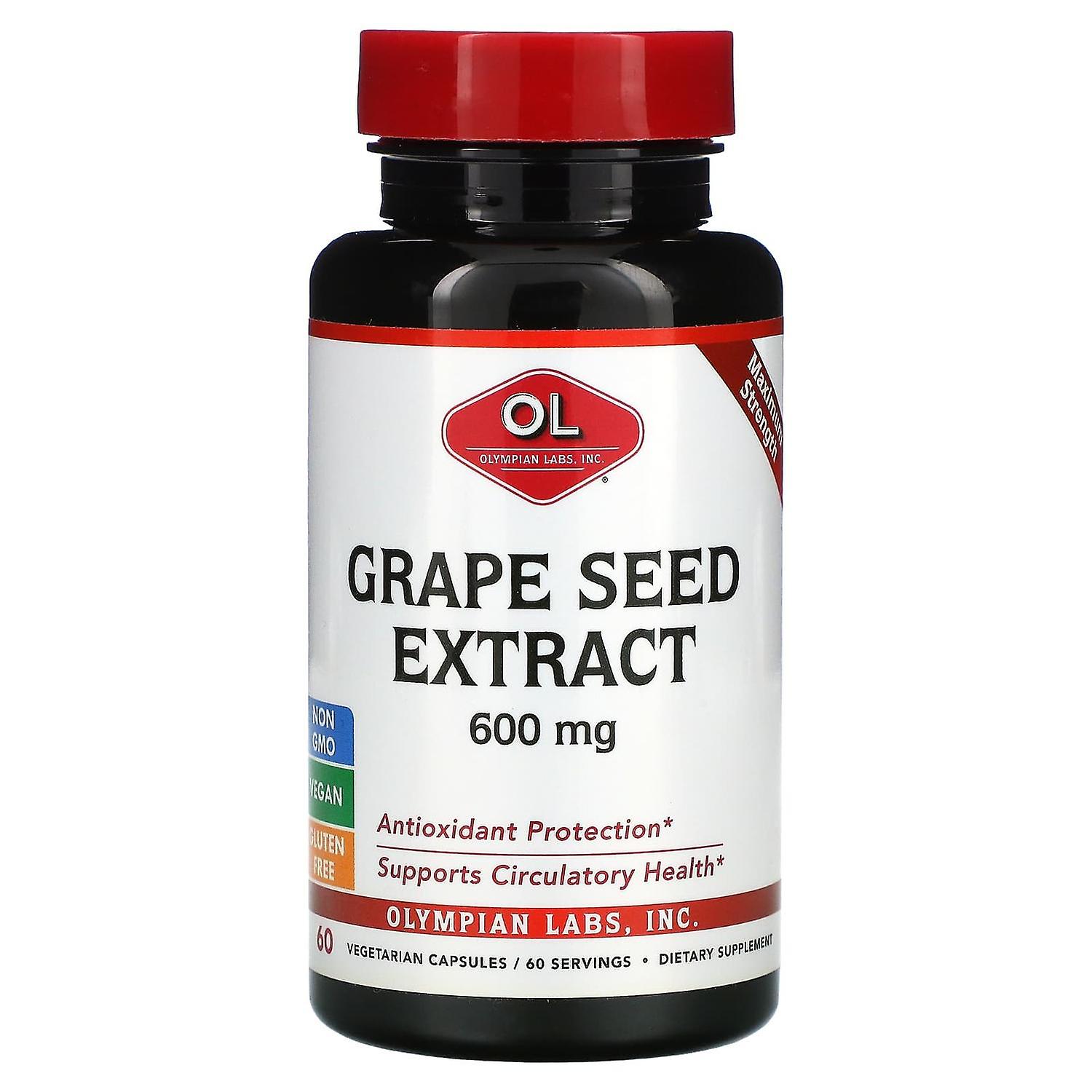 Olympian Labs Inc., Grape Seed Extract, Maximum Strength, 600 mg, 60 Vegetarian Capsules