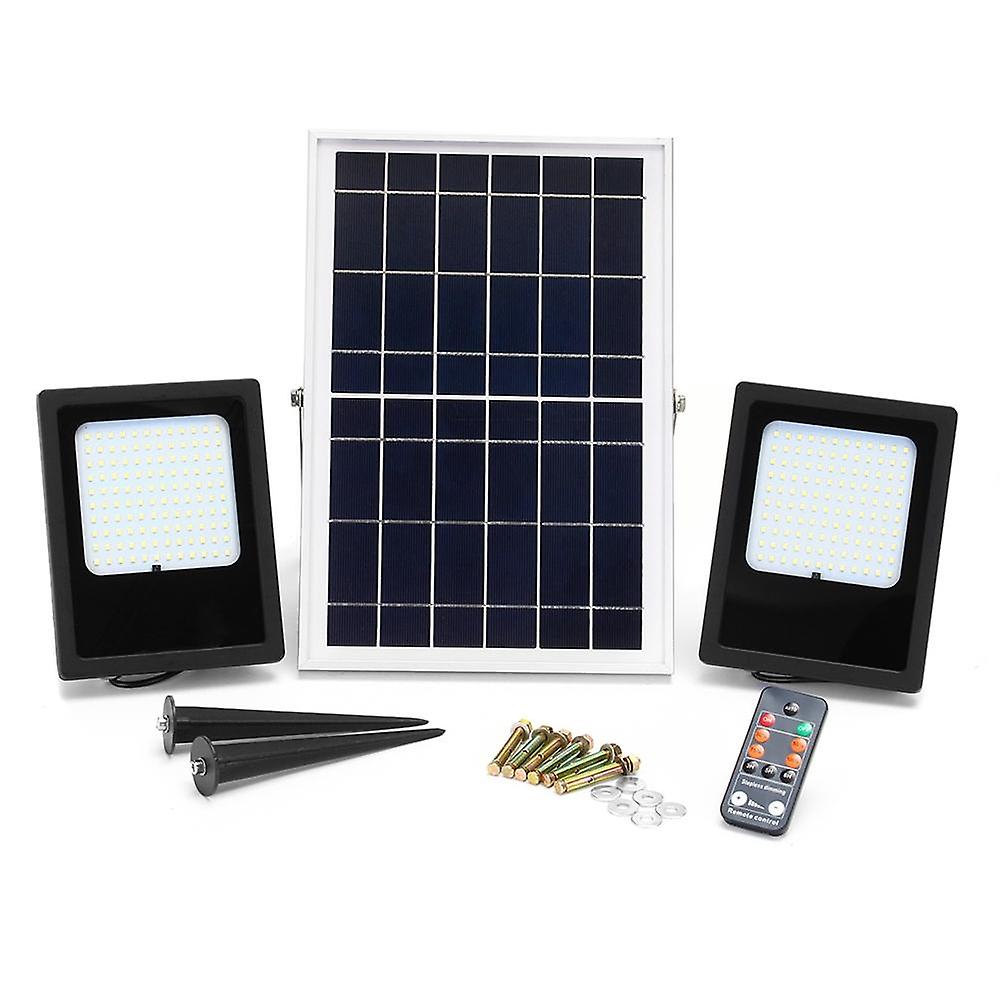 2 Pcs 15w Waterproof 120 Led Solar Flood Lights With Remote Control And Light Sensor