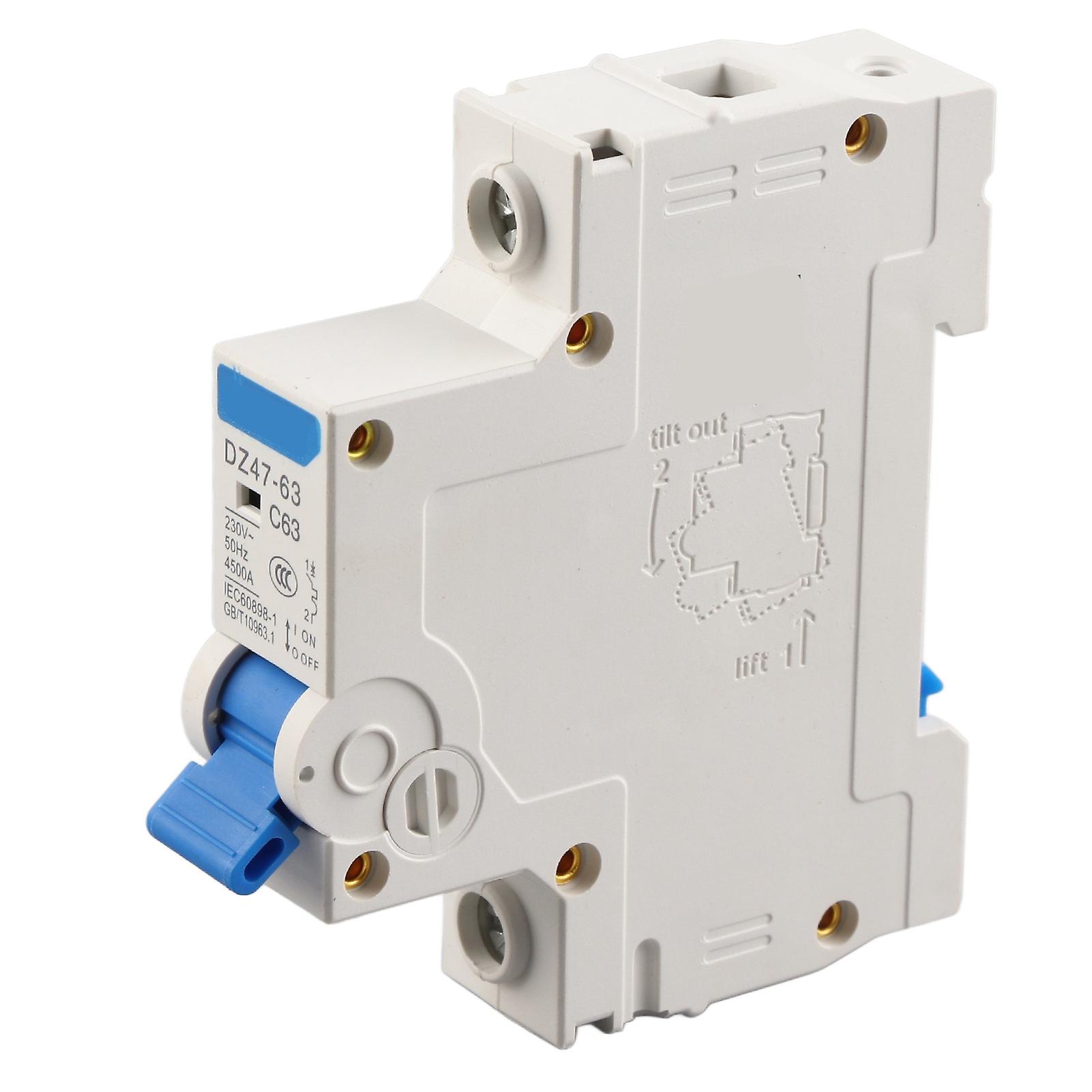 Risegun 1 Pole Circuit Breaker 230VAC DZ47?63 1Pole Miniature Circuit Breaker Switch (63A)