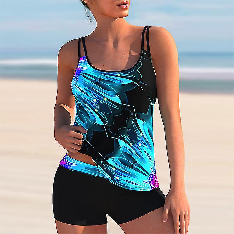 2022 New Striped Color Print Tankini Sets