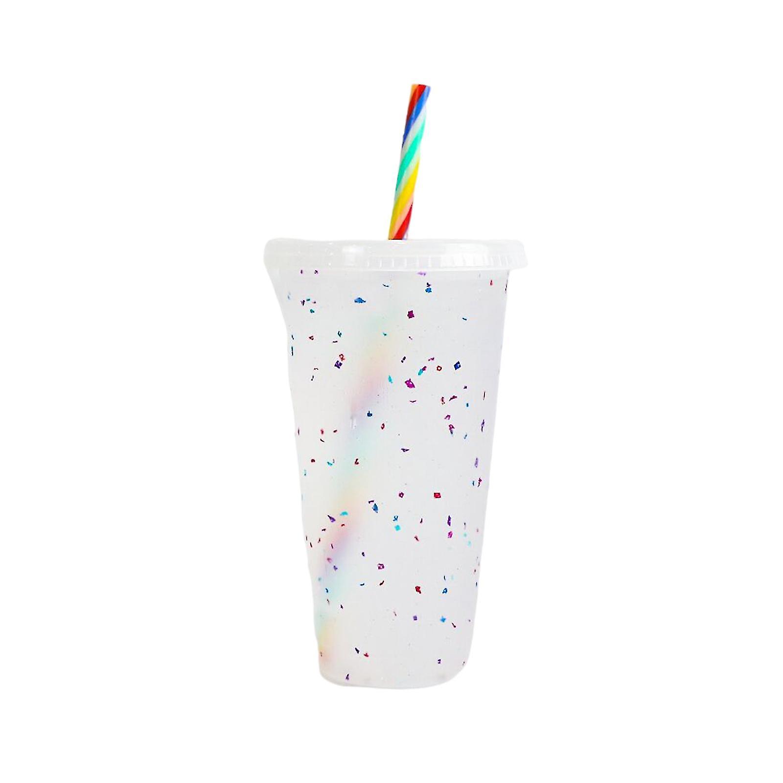 Color Changing Tumbler With Lids And Straw Reusable For Cold/hot Drink Confetti Pattern Cup For
