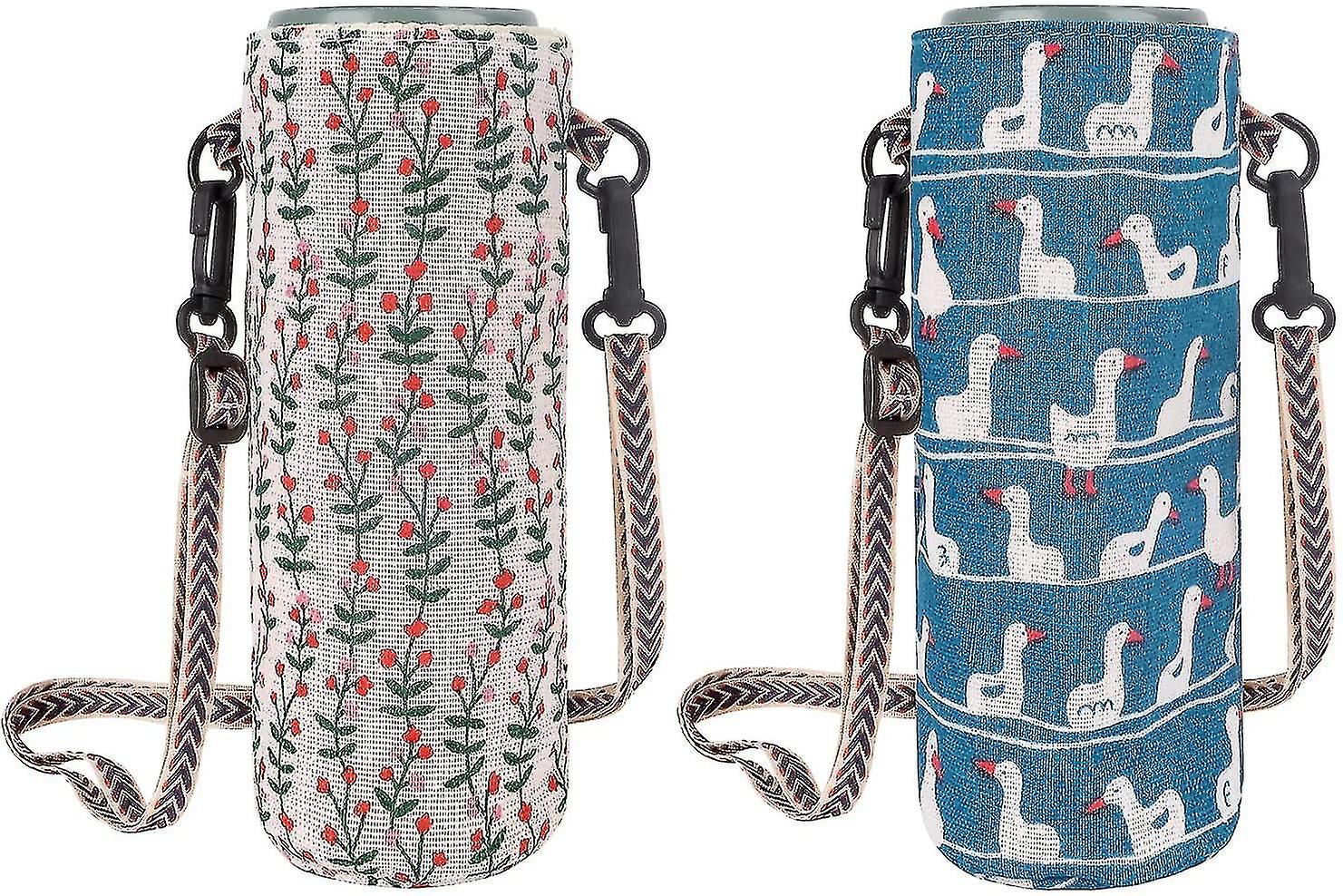 2pcs Water Bottle Tote Bag With Adjustable Shoulder Strap