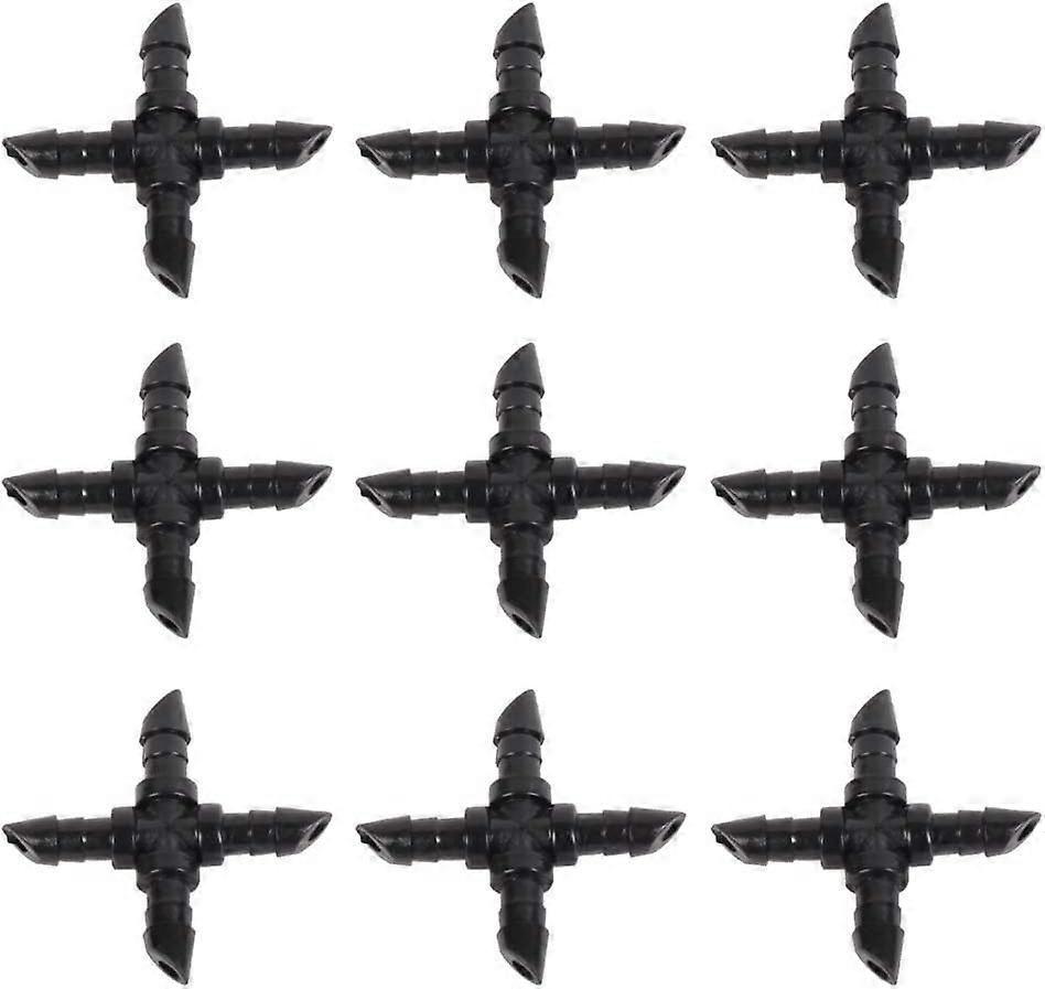 50 Pieces Barbed Cross Fittings Barbed Cross Connecters 4 Way Garden Watering Cross Connector Drip Irrigation Tubing Fit for 4mm/7mm