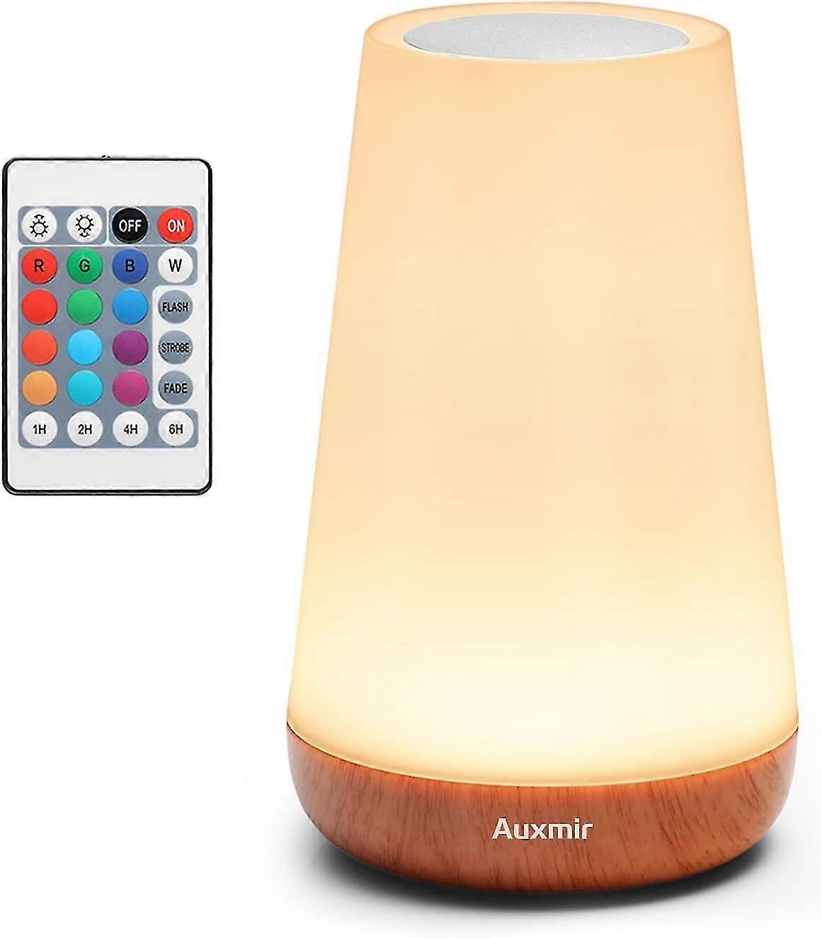 Auxmir Night Light, LED Touch Bedside Table Lamp, Remote Control Dimmable Light with RGB Color Changing, USB Rechargeable, Portable Lamp for Bedroom
